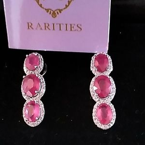 Never worn Rarities Legacy Ruby and White Zircon Earrings